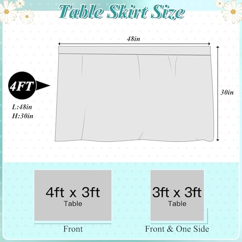Image of 4FT Black and White Table Skirt Polka Dots Teacher Desk Skirt Classroom Desk Skirt for Back to School Decorations Classroom Table Cloth for Back to School Party Supplies Dorm Office Bookcase Cabinet