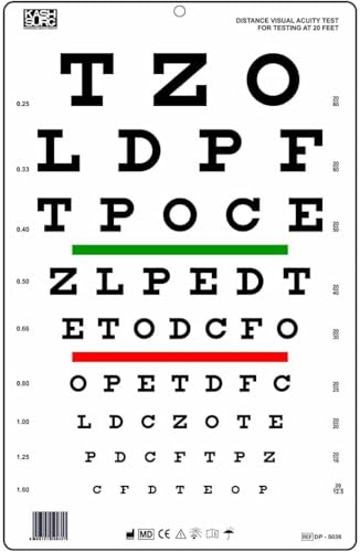 KASHSURG Snellen Translucent Distance Vision Testing Chart 20 Feet Size 14 x 9_166_Pack of 9.