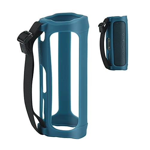 TXEsign Silicone Case Travel Carrying Pouch Protective Cover for JBL Flip 5 Waterproof Portable Speaker with Hand Strap(Ocean Blue)