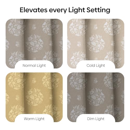 Image of haus & kinder Digital Printed Cotton Window Curtain 5 Feet Long Pack of 2 Window Curtains, 5 Feet Curtain for Window (Ivory Filigree, Beige 130x152 CM)