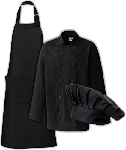 Shirtinstyle Koch- und Backset Kochjacke, Kochschürze und Kochmütze, Größe XXL, Farbe schwarz