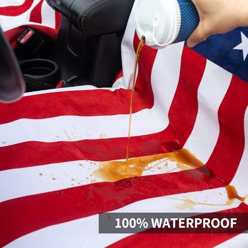 Image of Universal Waterproof Car Seat Covers USA Flag - Automotive Seat Cushion for Sedan SUV Truck Front OR Rear Seats - Anti Slip Car Seat Protector Suit for After Yoga Gym Hiking Running Workout Sport