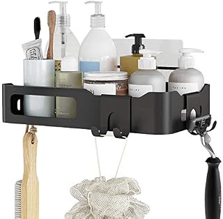 Shower Caddy, Shower Shelves No Drilling, Self Adhesive Shower Shelf, Wall Mounted Bathroom Shampoo Holder, Bathroom Basket & Rack, Black Bathroom Accessories Rustproof