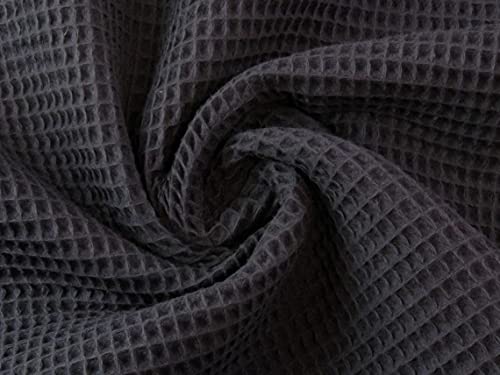 Cotton Waffle Pique Honeycomb Fabric - Bathrobe Gown Towel Cushion Kitchen Cloth Material - 150cm Wide - Sold by The Yard - Black