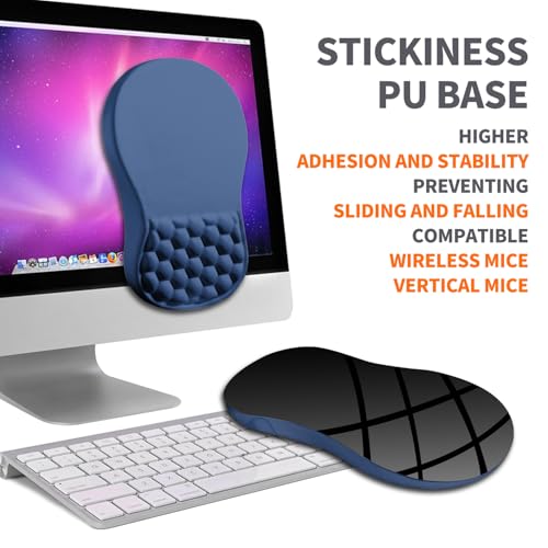 Image of Ergonomic Joint Wrist Support Mouse Pad with Memory Foam Cushion Massage Bump, Carpal Tunnel Pain Relief Mousepad Slope Design for Wrist Rest, 11.8x7.9 in, Dark Steel Blue