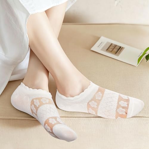 Image of Benefeet Sox Sheer No Show Socks for Women Girls Lace Mesh Low Cut Liner Socks Ultra Thin Nylon Invisible No See Footies Sock