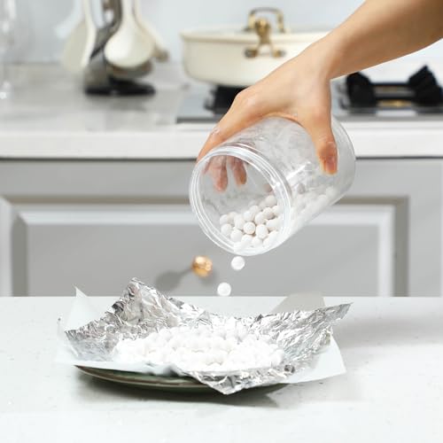 Honeydak 2.2 lb Pie Weights for Baking Crust Ceramic Weights Blind Baking Beads with Disposable Silver Paper Parchment Paper Pie Liner Fit 8, 9, 10 Inch Dish