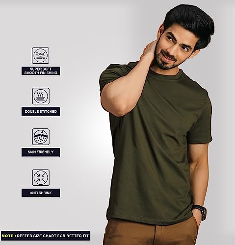 Image of Sleepynuts Round Neck Plain Cotton T-Shirt for Men Pack of 4
