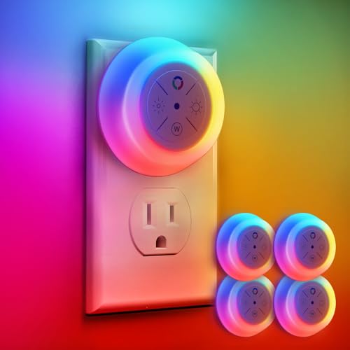 Image of Dawnrise Night Lights Plug Into Wall with 12-Color Changing, 4 Pack