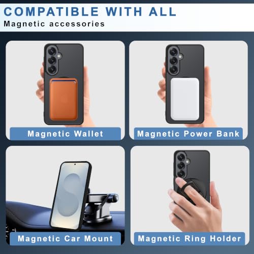 Image of CEDO Magnetic Cover for Samsung Galaxy S25 | Compatible with MagSafe Wireless Charging | Matte Black Case Designed with Magnetic Lock Shockproof Edge Protection Backcover (Translucent Black)