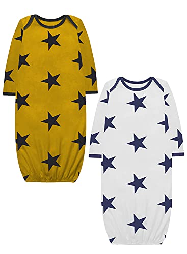 Image of A.T.U.N. (ALL THINGS UBER NICE) Unisex Kids Cotton Full Length Printed Gown | Maxi Nightdress for Baby Boys and Girls (2 Piece Set)