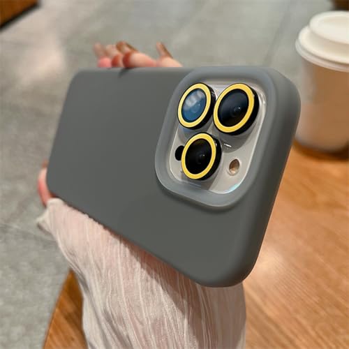 Coque protection silicone iPhone 12 Pro Max gris uni avec verre objectif intégré
