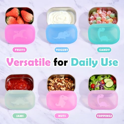 Image of Tanjiae 6-Pack 8oz Small (1 CUP) Stainless Steel Snack Containers - 230mL Leakproof Food Containers with LFGB Certified Lids, Stackable Metal Snack Box for Home, Work, Travel