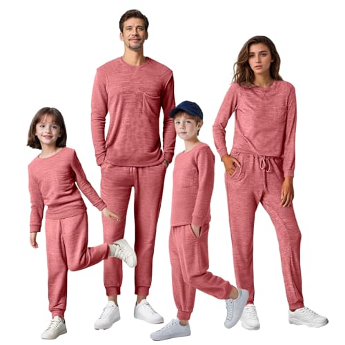 IFFEI Family Matching Pajamas Sets 2 Piece Lounge Set Long Sleeve Soft Loungewear Sleepwear Joggers with Pockets