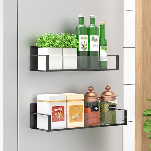 Image of HuggieGems Metal Magnetic Spice Rack for Refrigerator Clear, 2 Pack