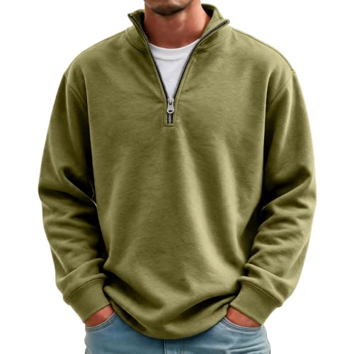 Fleece Sweatshirt Men Comfy Quarter Zip 1/4 Zip Pullover Sweat Shirts - image 1