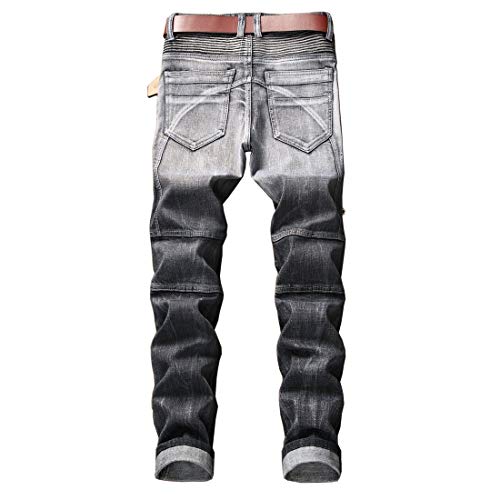 Chowsir Men Fashion Skinny Stretch Jeans Moto Biker Jeans Straight Denim Pants2