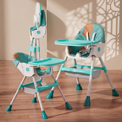Image of StarAndDaisy High Chair for Baby /Baby Feeding Chair for 0 to 5 Years with 4 in-1 Multifunctions /High Chair with Height Adjustable,Wheels, Detachable Tray & 3-Point Safety Belt -Sea Blue