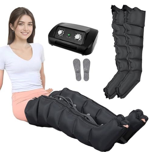 Lymphdrainage Gerät Beine | Lymphdrainage Gerät Bein Bei Lipödem Massagegerät | 6 Luftkammern Beinmassagegerät | Professionelle Pressotherapie Massagegerät (Schwarz 2 Beine Universal)