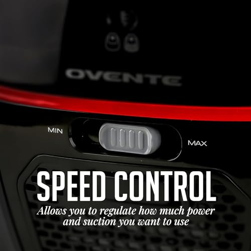 Image of OVENTE Canister Upright Vacuum with Filter, Black ST1600B + ACPST16041 | 360 Swivel Hose with Telescoping Wand and Automatic Cord Rewind, Lightweight Cleaning Machine for Hard Floors and Carpets