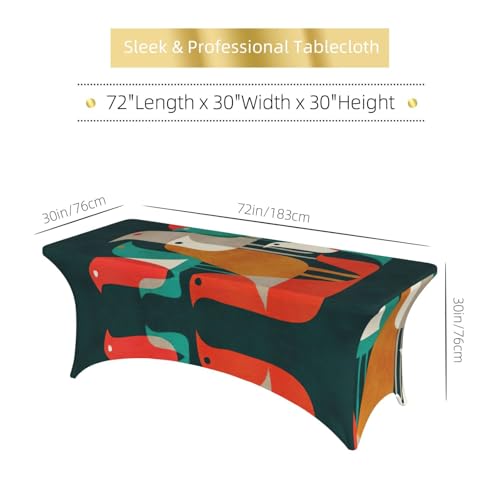 Housse de table extensible imprimé flocage oiseaux élasthanne EdWal 1m80