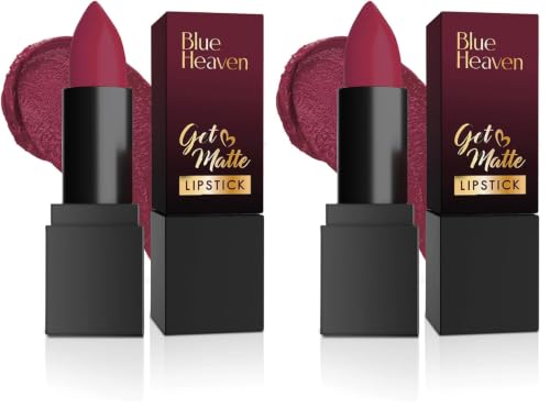 Image of Blue Heaven Get Matte Lipstick | Soft Matte Finish and Lightweight Formula | Intense Pigment | Long-Lasting Lipsticks For Women | 203M | 4gm (Pack of 2)