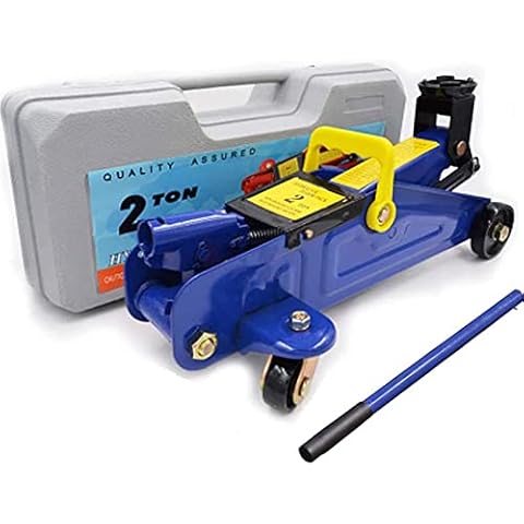 ZhanGe Trolley Jack Hydraulic Low Profile Heavy Duty Hydraulic Lifting Floor Jack 2000kg Capacity for Car Van Garage with Carry Case for Tire Change & Replacement, Blue Cover