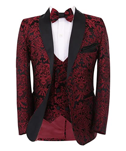 Traje de esmoquin floral para niños con elegante bordado de 6 piezas para bodas 1