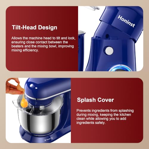 Image of Honinst 4QT Electric Stand Mixer, 10-Speed Tilt-Head Compact Kitchen Mixer