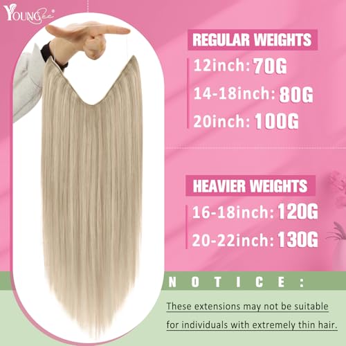 Image of YoungSee 135g Wire Hair Extensions Real Human Hair Dirty Blonde Highlights Bleach Blonde Wire Human Hair Extensions Straight Remy Hair One Piece Extensions for Long Hair 22 Inch