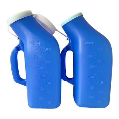 YUMSUM Urinals for Men Portable Urinal 1200ml/34 Ounce for Hospital Camping Car Travel Home 2 Pack (New Blue) Cover