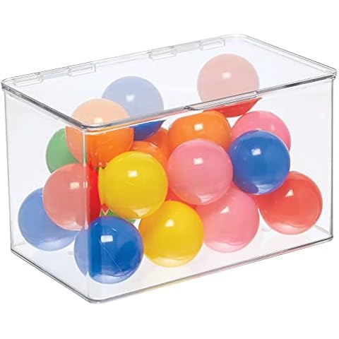 mDesign Toy Storage - Storage Box with Lid for Toys Storage - for The Shelf or Under The Bed - Transparent Cover