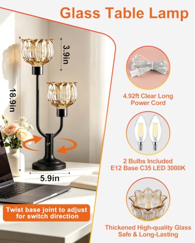 Image of Lightdot Vintage Black Lamp Mid Century Modern Table Lamp Dimmable Gift