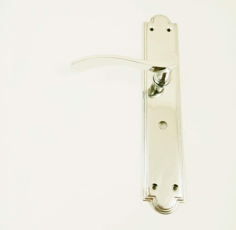 Kooples Hardware Nerva Door Handle on Backplate - Europrofile, Lock, Bathroom & Latch Variants (85mm Centres) (Lever Bathroom, Polished Chrome, 241mm x 42mm)