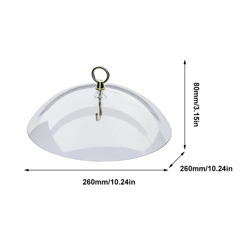 Deflector de ardilla para comederos de pájaros, 26 cm, protector de clima transparente, instalación sin herramientas, deflector de plástico resistente a la intemperie para proteger los comederos