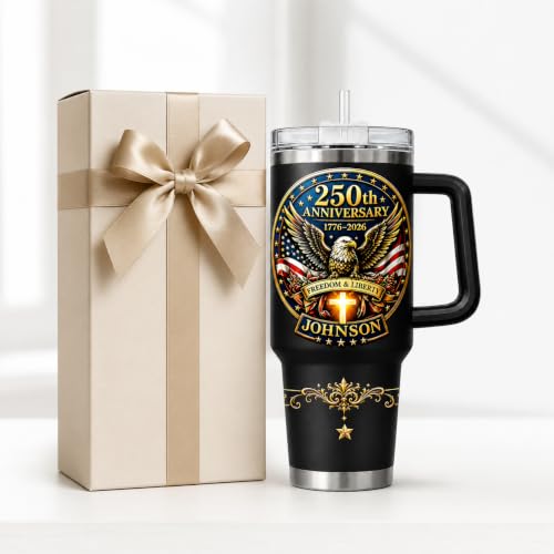 Image of Personalized 250th Anniversary Of America Tumbler - Custom Patriotic USA Flag 1776-2026 Gifts - US Eagle Freedom Tumbler 40oz A22 - American Flag Independence Celebration Gifts For Men, Women