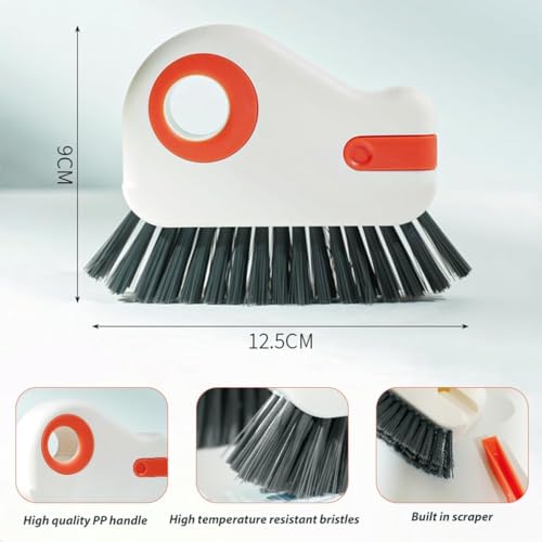 Image of KBZONE 2 in 1 Groove Cleaning Brush Window Track Cleaning Tools, Multifunction Bristle Crevice Cleaning Brush with Hidden Scraper, Grout Cleaner Grip Brush for Sliding Door Track