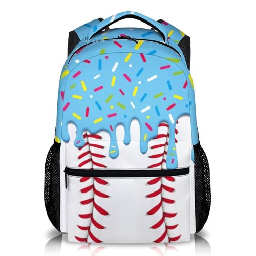 GiftRomance Baseball Drip Backpack for Boys Girls Scholbag for Preschool Elementary Kindergarten 17 Inch Cute Girls Ice Cream Bookbag for Vacation Travel Picnic