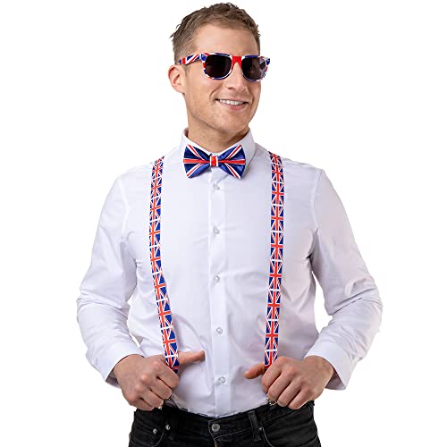 Wicked Costumes Union Jack G.B 3pc Dress Up Kit, Muticolour
