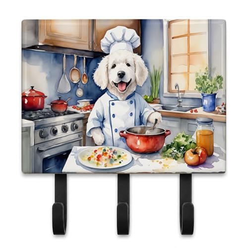 Caroline's Treasures Kuvasz The Chef Leash or Key Holder Wall Hooks, Key Hooks Holder, Coat Rack Wall Mount, Coat Hooks, Hooks for Hanging Keys, Towels, Aprons, Leashes