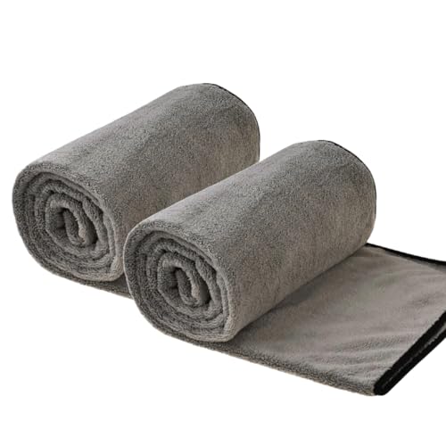 Image of Auto Hub Big Size 90 X 60cm Microfiber Cloth - Ultra Soft Suede Edges & Dual Sided - Lint & Streak Free Cleaning Cloth - Multipurpose Wash Cloth for Car Drying - 2pc, Grey