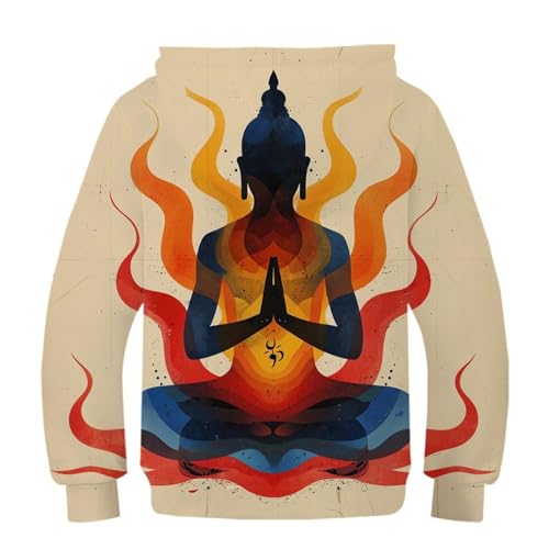 Sweat à capuche enfant imprimé 3D Méditation | Pull chaud pour hiver avec poche - 2