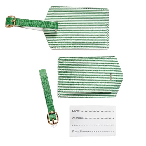 Sprinkles & Confetti 2-Pack Premium Stripe Luggage Tags – Durable, Privacy-Flap Design & Secure ID Cover – Ideal Travel Gift for Teens, Stocking Stuffers, and Vacation Adventures (Green)2