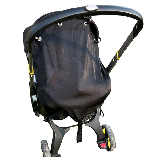 Image of IntiMom Stroller Sun Shade - Universal UV Protection Cover for Strollers Sunshade with See Through, Clip-On Sun Blocker, Sun Shield for Baby, Breathable Adjustable Fit, Full Coverage, M Black