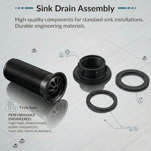 Image of BASSINO 6 Inch Basin Waste Coupling Nylon Thread Body with Brass Jali Head /Heavy Duty Bathroom Sink Drain for Wash Basin /Anti Clog Waste Coupling with Durable Build /Universal Fit Drain(Black)