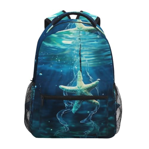 Sac à dos cartable étoile de mer sombre avec bandoulière confort pour étudiants
