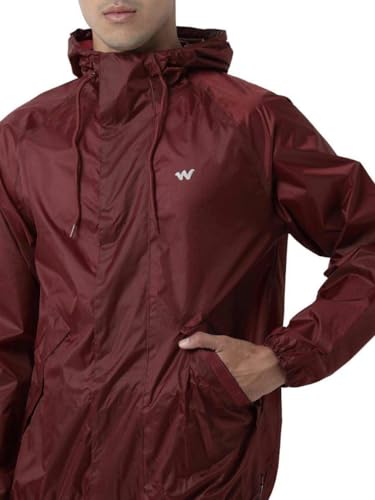 Image of Wildcraft Men Rain Jacket | Hooded Waterproof Design With Adjustable Drawstring & Elasticated Cuffs | 100% Polyester Breathable Fabric For Monsoon Travel & Daily Wear
