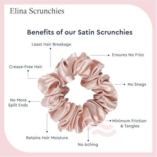 Image of Elina 12 Pcs Premium Satin Silk Scrunchies Full Length for Less Hair fall Rubber Band Anti-breakage Hair Ties for Girls Best Gift For Mom, Sister And Girlfriend (12 Pcs Mix Colors)