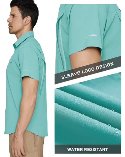 PIQIDIG Men's UPF 50+ Sun Protection Shirt Short Sleeve Hiking Fishing Shirt Quick Dry for Safari Travel Button Down Shirts4