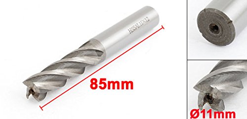 Image of uxcell 12mmx11mmx35mmx85mm Machining Cutting Tool Helical Groove 4 Flute Straight Shank Milling Cutter End Mill